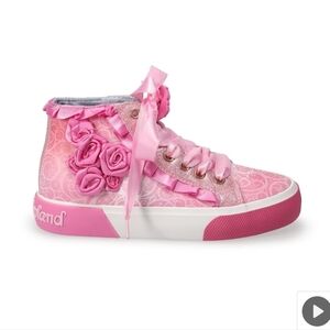 Kids Pink Floral High-Top Sneakers